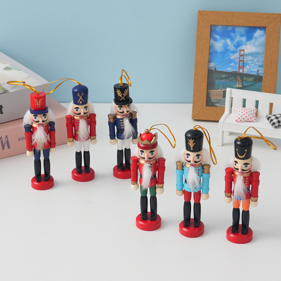 Nutcracker Figurine - 6 stuks houten notenkraker hanger, houten